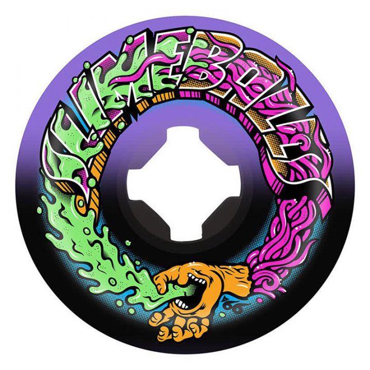 Santa Cruz Greetings Speedballs purple black 53mm 99a skateboard wheel front